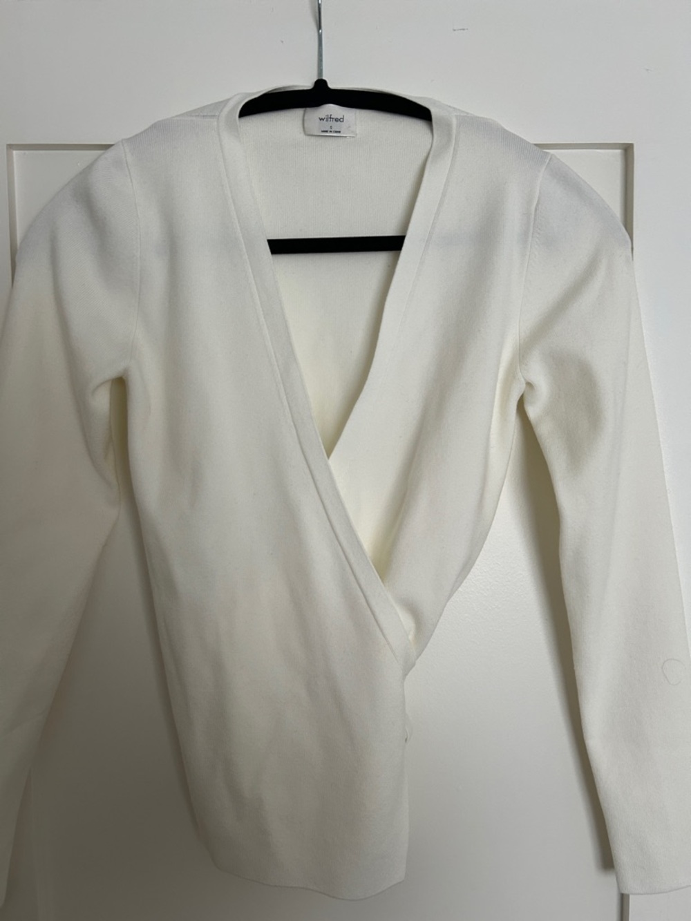 Wilfred Cream Wrap Front Long Sleeve Top